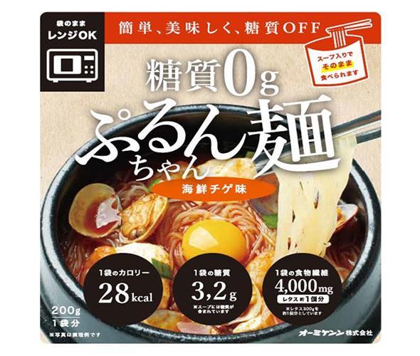 楽天ドリンクマーケットオーミケンシ 糖質0g ぷるんちゃん麺 海鮮チゲ味 200g×12袋入｜ 送料無料 一般食品 レトルト 即席 ダイエット食品 海鮮 チゲ