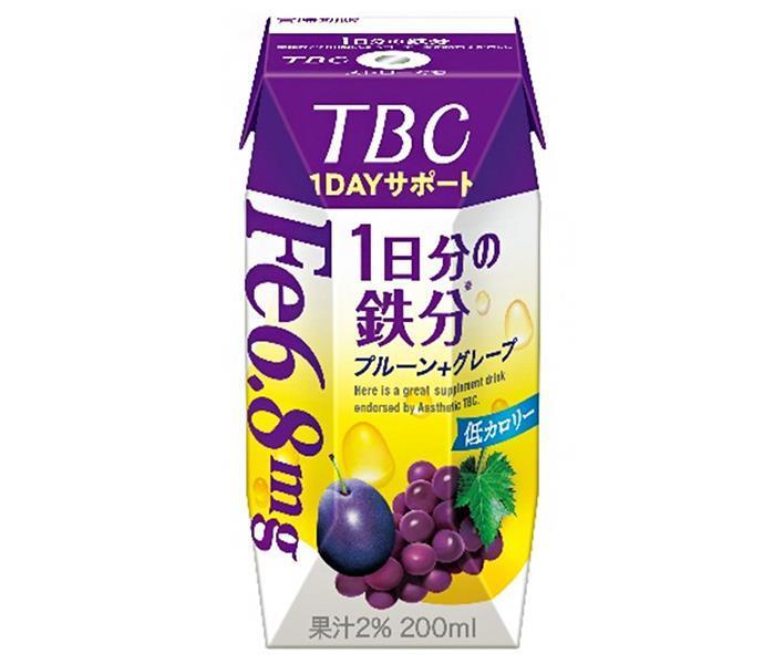 森永乳業 TBC 1DAYサポート 1日分の鉄分 200ml紙パック×24本入｜ 送料無料 鉄分 プルーン グレープ ぶどう ブドウ 果汁