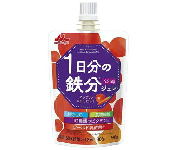 森永乳業 1日分の鉄分ジュレ アップル＆キャロット 100gパウチ×24本入｜ 送料無料 果実 ゼリー飲料 鉄分 フルーツ ミックス りんご