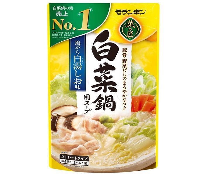 モランボン 白菜鍋用スープ 鶏がら白湯しお味 750g×10袋入｜ 送料無料 調味料 ストレート 鍋スープ 塩 ..