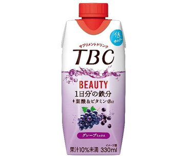 森永乳業 TBC 1日分の鉄分 グレープミックス 330ml紙パック×12本入×(2ケース)｜ 送料無料 ぶどう 葡萄 ブドウ tbc 葉酸 ビタミン 低カロリー