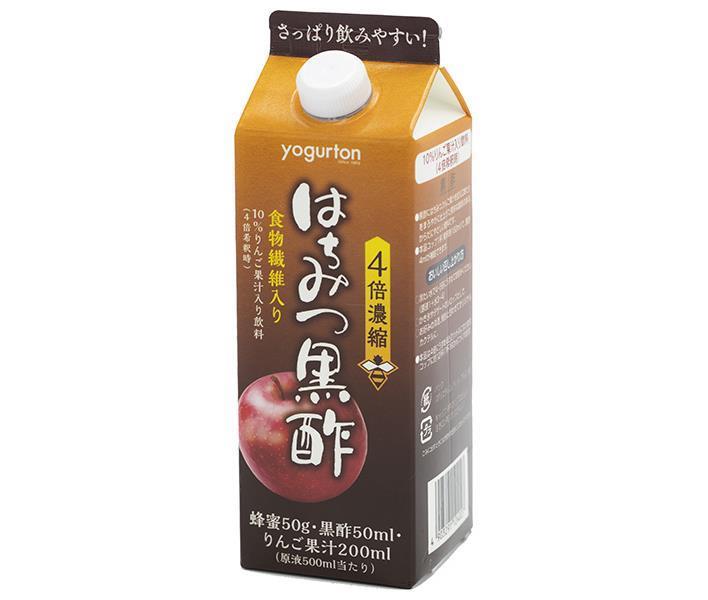 ヨーグルトン乳業 はちみつ黒酢 4倍濃縮 500ml紙パック×15本入｜ 送料無料 酢 酢飲料 ハチミツ