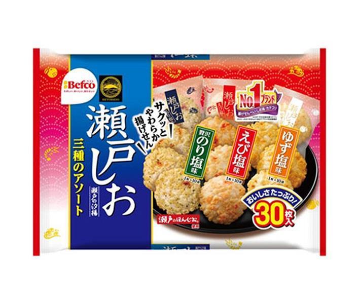 【送料無料・メーカー/問屋直送品・代引不可】栗山米菓 瀬戸の汐揚アソート 30枚×10袋入｜ お菓子 おつまみ・せんべい 袋 塩 三種のアソート