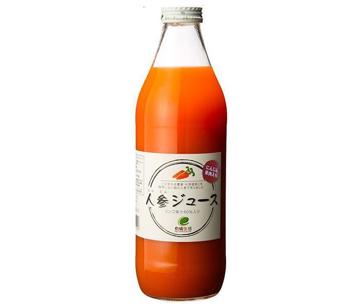 イー・有機生活 有機生活の人参ジュース 1000ml瓶×6本入×(2ケース)| 送料無料 野菜飲料 キャロット にんじん ビン 1L 1l