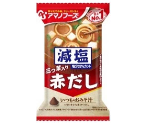 アマノフーズ フリーズドライ 減塩いつものおみそ汁 赤だし(三つ葉入り) 10食×6箱入| 送料無料 一般食品 インスタント食品 味噌汁 即席