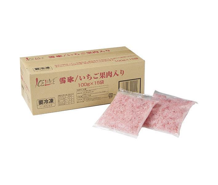 【冷凍商品】アイスライン 雪氷 いちご果肉入り (100g×15袋)×1袋入｜ 送料無料 冷凍食品 スムージー 菓..