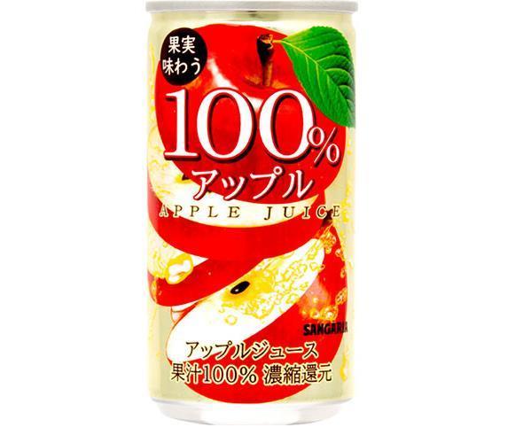 サンガリア 果実味わう 100% アップルジュース 190g缶×30本入｜ 送料無料 果実飲料 りんご リンゴ フル..