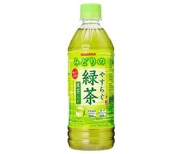 サンガリア やすらぐ抹茶入り緑茶 500mlペットボトル×24本入｜ 送料無料 茶飲料 緑茶 まっちゃ入り PET