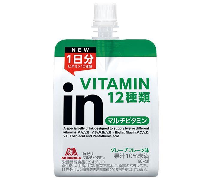 JANコード:4902888724558 原材料 果糖ぶどう糖液糖、グレープフルーツ果汁／香料、クエン酸、乳酸Ca、ゲル化剤（増粘多糖類）、V.C、クエン酸Na、塩化K、ナイアシン、パントテン酸Ca、乳化剤、V.E、V.B1、V.B2、V.A、V.B6、葉酸、甘味料（スクラロース）、ビオチン、V.D、V.B12 栄養成分 (1袋(180g)当たり)エネルギー90kcal、たんぱく質0g、脂質0g、炭水化物22.5g、食塩相当量0.11g、カリウム49mg、リン0.5〜3.0mg、ナイアシン13.0〜25.2mg、パントテン酸4.8〜20.5mg、ビオチン50〜118μg、ビタミンA 770〜1367μg、ビタミンB1 1.2〜2.8mg、ビタミンB2 1.4mg、ビタミンB6 1.3mg、ビタミンB12 2.4〜5.9μg、ビタミンC 100〜248mg、ビタミンD 5.5〜16.4μg、ビタミンE 6.3mg、ビタミンK 内容 カテゴリ：栄養、ゼリー飲料、パウチサイズ：170〜230(g,ml) 賞味期間 (メーカー製造日より)10ヶ月 名称 清涼飲料水(ゼリー飲料) 保存方法 直射日光・高温を避けて保存してください 備考 製造者:森永製菓株式会社 〒108-8403 東京都港区芝5-33-1 ※当店で取り扱いの商品は様々な用途でご利用いただけます。 御歳暮 御中元 お正月 御年賀 母の日 父の日 残暑御見舞 暑中御見舞 寒中御見舞 陣中御見舞 敬老の日 快気祝い 志 進物 内祝 %D御祝 結婚式 引き出物 出産御祝 新築御祝 開店御祝 贈答品 贈物 粗品 新年会 忘年会 二次会 展示会 文化祭 夏祭り 祭り 婦人会 %Dこども会 イベント 記念品 景品 御礼 御見舞 御供え クリスマス バレンタインデー ホワイトデー お花見 ひな祭り こどもの日 %Dギフト プレゼント 新生活 運動会 スポーツ マラソン 受験 パーティー バースデー 類似商品はこちら森永製菓 inゼリー エネルギー 180gパウ14,893円森永製菓 inゼリー マルチビタミン 180g7,830円森永製菓 inゼリー マルチミネラル 180g14,893円森永製菓 inゼリー マルチミネラル 180g7,830円森永製菓 inゼリー エネルギー 180gパウ7,830円森永製菓 inゼリー プロテイン5g 180g14,893円森永製菓 inゼリー プロテイン5g 180g7,830円森永製菓 inゼリー マルチビタミン カロリー14,893円森永製菓 inゼリー マルチビタミン カロリー7,830円新着商品はこちら2024/5/19伊藤園 ニッポンエール 山形県産さくらんぼ 53,164円2024/5/18伊藤園 お～いお茶 緑茶 330ml紙パック×2,309円2024/5/18伊藤園 お～いお茶 緑茶 330ml紙パック×3,851円ショップトップ&nbsp;&gt;&nbsp;カテゴリトップ&nbsp;&gt;&nbsp;メーカー&nbsp;&gt;&nbsp;マ行&nbsp;&gt;&nbsp;森永製菓ショップトップ&nbsp;&gt;&nbsp;カテゴリトップ&nbsp;&gt;&nbsp;メーカー&nbsp;&gt;&nbsp;マ行&nbsp;&gt;&nbsp;森永製菓2024/05/19 更新 類似商品はこちら森永製菓 inゼリー エネルギー 180gパウ14,893円森永製菓 inゼリー マルチビタミン 180g7,830円森永製菓 inゼリー マルチミネラル 180g14,893円新着商品はこちら2024/5/19伊藤園 ニッポンエール 山形県産さくらんぼ 53,164円2024/5/18伊藤園 お～いお茶 緑茶 330ml紙パック×2,309円2024/5/18伊藤園 お～いお茶 緑茶 330ml紙パック×3,851円