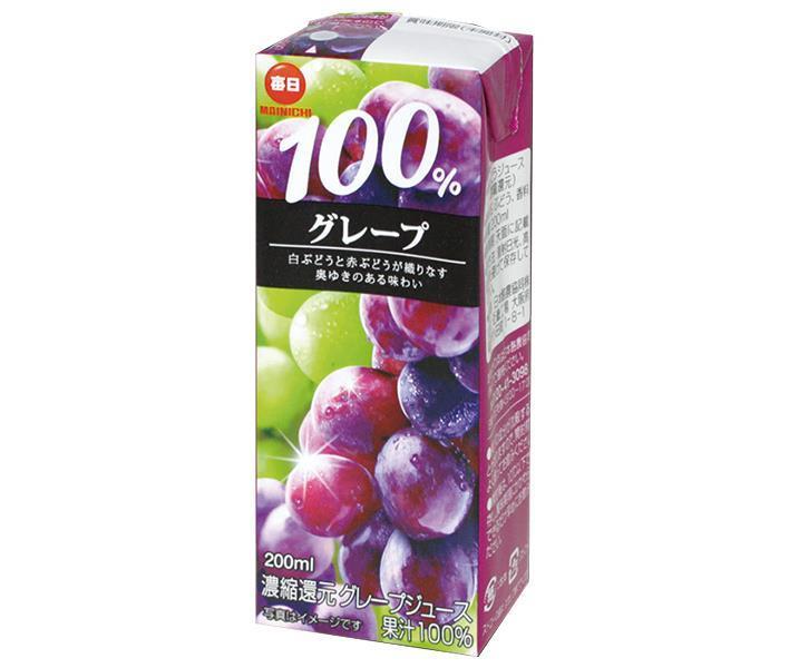 毎日牛乳 毎日 100％グレープ 200ml紙パック×24本入｜ 送料無料 ぶどうジュース 葡萄 ブドウ 果汁100%のサムネイル