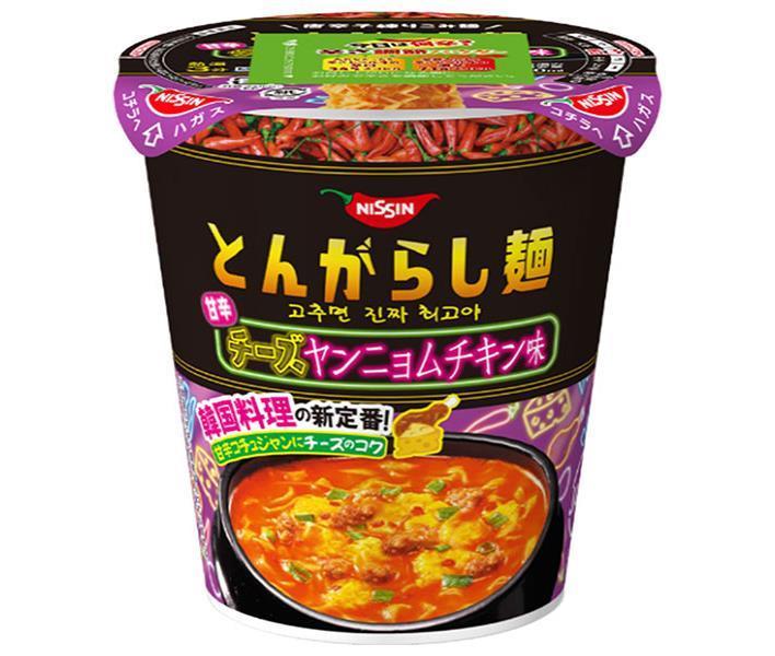 日清食品 日清のとんがらし麺 甘辛チーズヤンニョムチキン味 65g×12個入｜ 送料無料 カップ麺 カップラーメン インスタントラーメン ラーメンのサムネイル