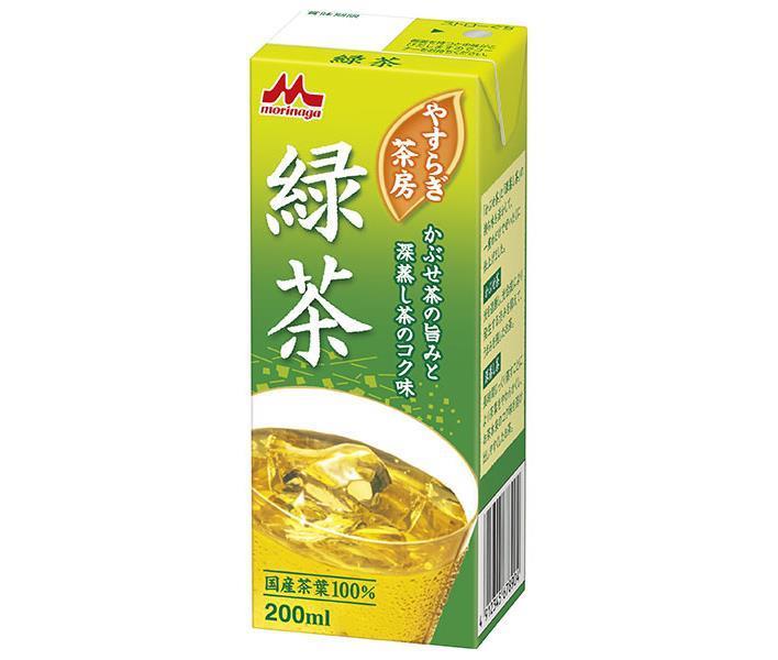 森永乳業 やすらぎ茶房 緑茶 200ml紙パック×24本入｜ 送料無料 緑茶 お茶 おちゃ 茶