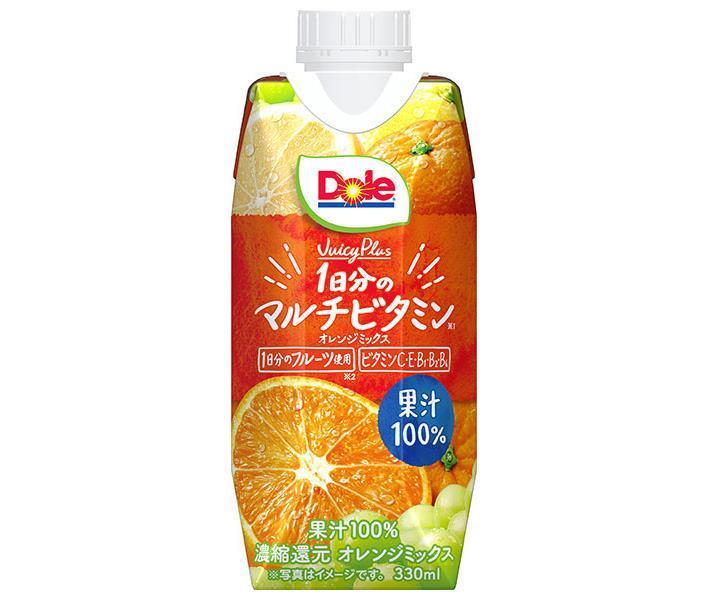 【送料無料・メーカー/問屋直送品・代引不可】雪印メグミルク Dole(ドール) Juicy Plus 1日分のマルチビタミン 330ml紙パック×12本入｜ 果汁100% ジュース グレープ オレンジ グレープフルーツのサムネイル