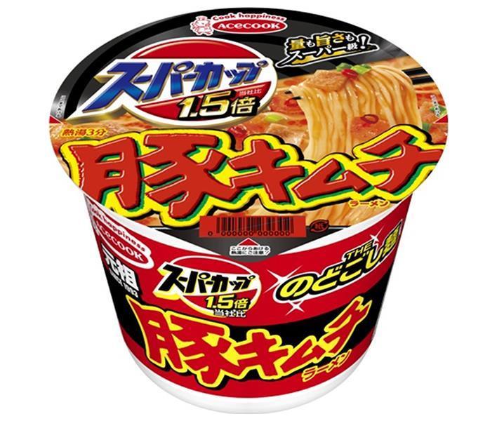 エースコック スーパーカップ1.5倍 豚キムチラーメン 107g×12個入｜ 送料無料 カップラーメン カップ麺 ラーメン インスタント 即席