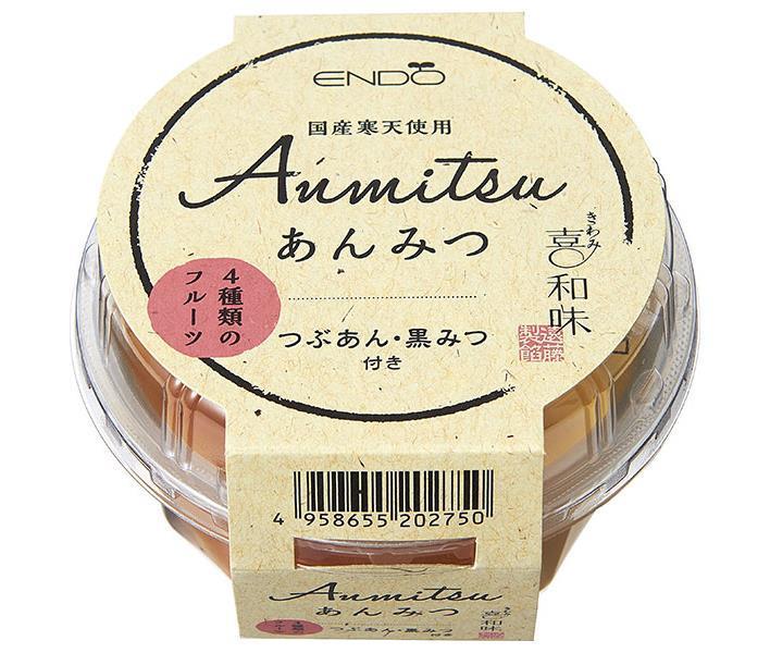 遠藤製餡 喜和味 あんみつ 250g×24(6×4)個入｜ 送料無料 あんみつ 和菓子 おやつ 寒天 つぶあん 黒蜜 フルーツ