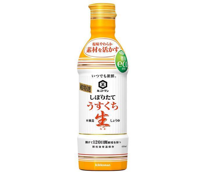 キッコーマン いつでも新鮮 しぼりたて うすくち生しょうゆ 450mlペットボトル×12本入×(2ケース)｜ 送料無料 醤油 しょうゆ 薄口醤油 薄口しょうゆ