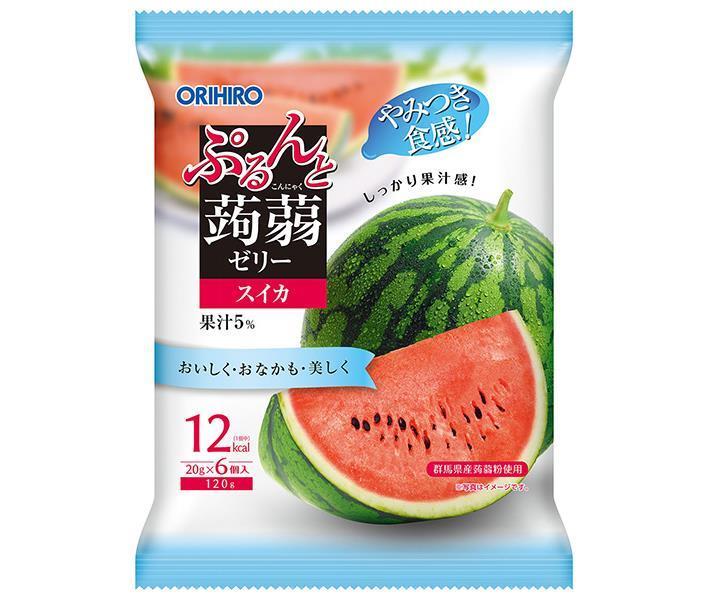 オリヒロ ぷるんと蒟蒻ゼリー スイカ (20g×6個)×24袋入×(2ケース)｜ 送料無料 お菓子 こんにゃくゼリー ダイエット すいか