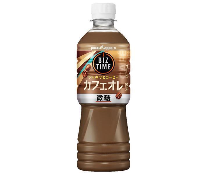 ポッカサッポロ ビズタイム カフェオレ 525mlペットボトル×24本入｜ 送料無料 珈琲 カフェオレ