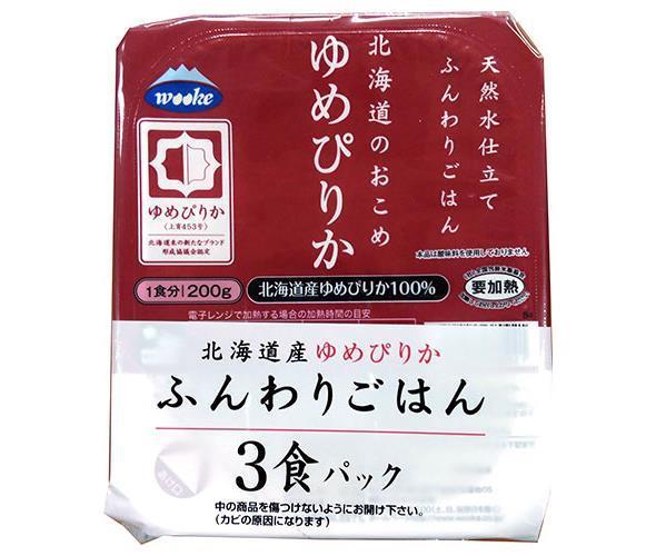 ウーケ 天然水仕立て ふんわりごはん 北海道のお米 ゆめぴりか (200g×3P)×8袋入×(2ケース)｜ 送料無料 ごはん(レトルト) レトルトご飯 パックご飯 ごはん 1