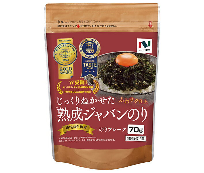 JANコード:4902122030209 原材料 コーン油、乾のり、ぶどう糖、ごま、食塩、砂糖、ごま油/酸化防止剤(ローズマリー抽出物、茶抽出物)、(一部にごまを含む) 栄養成分 (1袋(70g)あたり)エネルギー407kcal、たんぱく質...