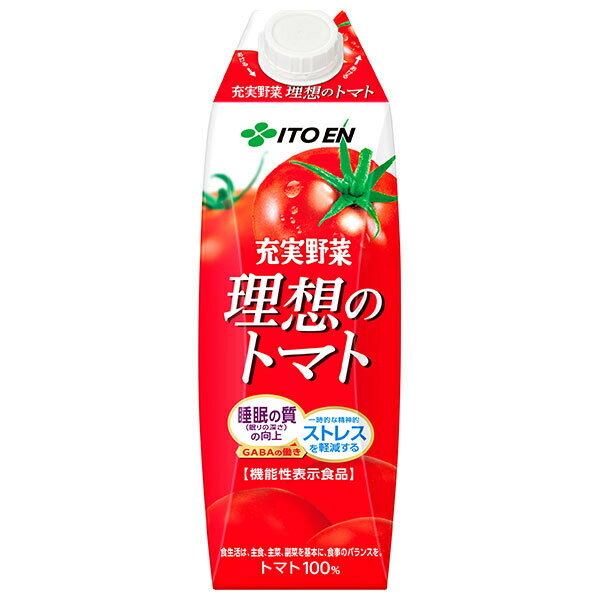 伊藤園 理想のトマト(屋根型) 1L紙パック×12(6×2)本入×(2ケース)| 送料無料 トマトジュース 食塩無添加 トマト 野菜ジュース