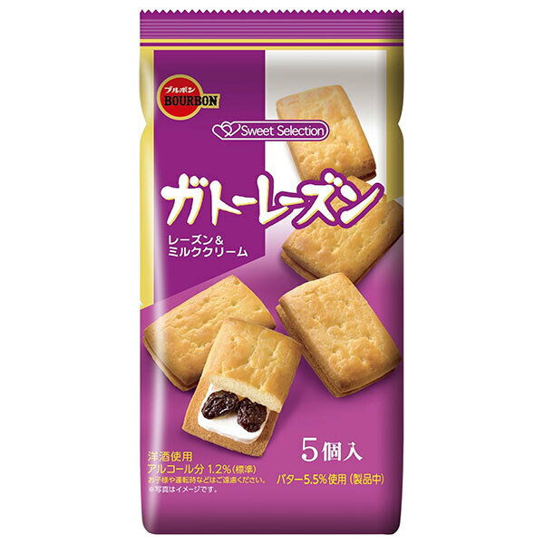 ブルボン ガトーレーズン 5個×10袋入×(2ケース)｜ 送料無料 お菓子 クッキー おやつ 洋酒 レーズン