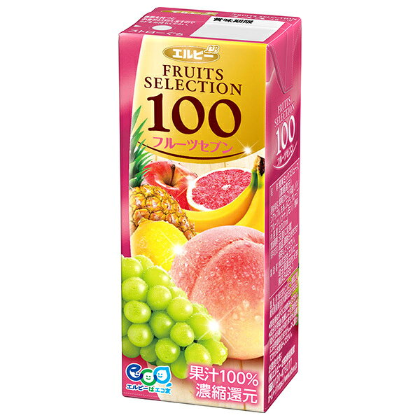 エルビー フルーツセレクション フルーツセブン100% 200ml紙パック×24本入×(2ケース)｜ 送料無料 果実飲料 ジュース ミックスジュース