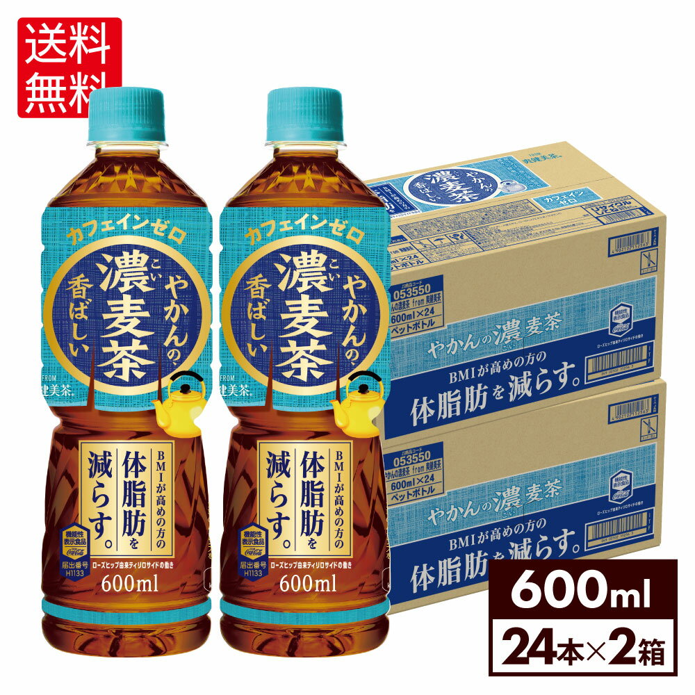 コカ・コーラ やかんの濃麦茶 from爽健美茶 600ml ペットボトル 24本入り×2ケース【送料無料】のサムネイル