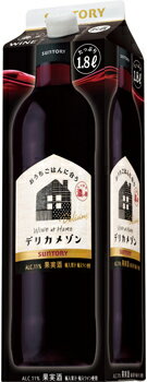 あす楽 サントリー デリカメゾン 濃いめ 赤 1.8Lパック 1ケース6本セット 送料無料 1800ml 赤ワイン 紙パック ワイン 国産 お酒 酒 家飲み 宅飲み 晩酌 おすすめ おいしい まとめ買い ギフト プレゼント 贈り物 お祝い 誕生日 内祝い お返し