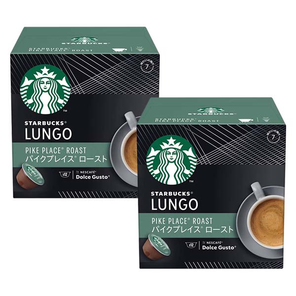 ＜＜ ITEM INFORMATION ＞＞ 商品名 ネスカフェ ドルチェグスト 専用カプセル パイクプレイス ロースト LUNGO 商品詳細 カプセルはネスカフェ ドルチェグスト システム専用です バランスのとれた親しみやすい味わい シアトルのパイクプレイス マーケットにある1号店の名を冠したこのコーヒーは、1日何度でも、そして毎日でも飲みたくなる味わいを、という世界中のスターバックス カフェのお客様の声から誕生しました。なめらかで丸みをおびた口あたりのラテンアメリカ産の豆のブレンドで、カカオや炒ったナッツのような風味がほのかに香るバランスのとれた親しみやすい味わいです。 内容量 12個入り12杯分 保存方法 高温多湿を避けて、冷暗所に保存してください。 出荷日/着日 配送方法 常温のみ 同梱包 ※ネスカフェ ドルチェグスト 専用カプセルシリーズとの同梱は可能 備考 ※写真はイメージです。実際にお届けの商品は形状やパッケージが異なる場合があります。 ----------------------------------------------関連ワード：ドルチェグスト カプセル 互換 ネスカフェ ドルチェグスト ドルチェグストカプセル ドルチェグスト カプセル アソート コーヒーカプセル カプセルコーヒー コーヒーメーカー コーヒーマシン コーヒー 珈琲 レギュラー レギュラーコーヒー エスプレッソ セット 飲み比べ アソート 互換カプセル ネスプレッソカプセル カフェ スタバ スターバックス starbucks ネスレ ネスカフェ nescafe nestle アラビカ カネフォラ ロブスタ コーヒー豆 酸味 フルーティー ブレンドコーヒー 無糖 ブラックコーヒー アイスコーヒー ホットコーヒー イタリア