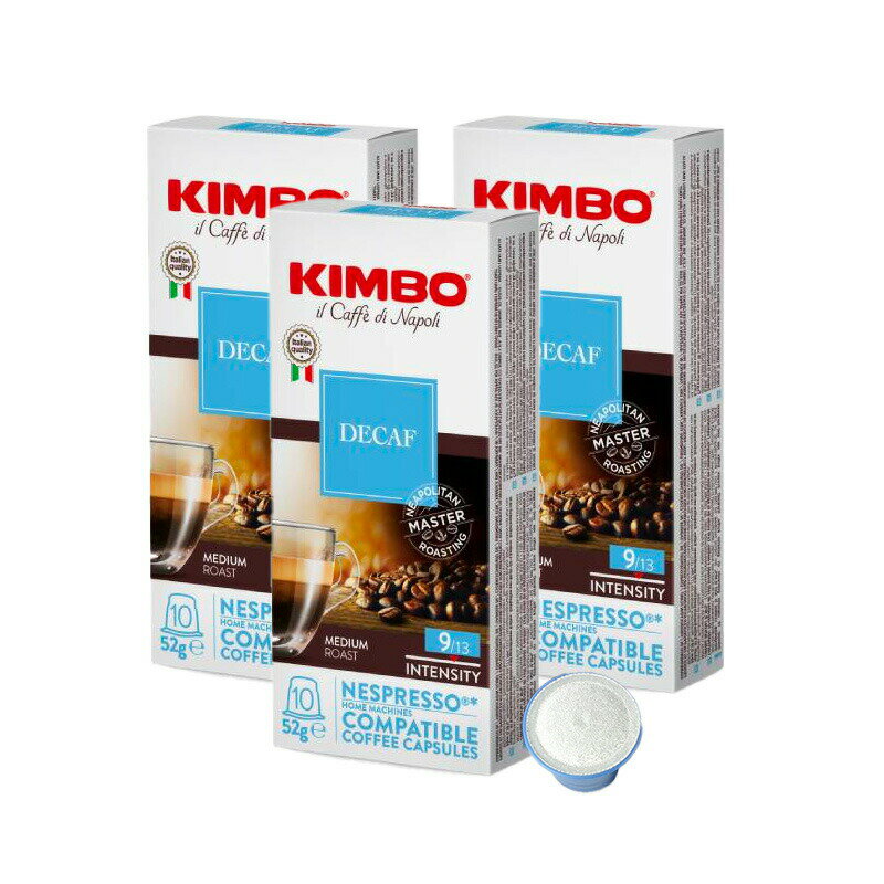 KIMBO キンボ イタリア産 ネスプレッソ 互換 カプセルコーヒー デカフェ×3箱（30カプセル）【2〜3営業日以内に出荷】[送料無料] コーヒー イタリア 珈琲 コーヒー豆 ノンカフェイン ホットコーヒー アイスコーヒー NESPRESSO ブラックコーヒー 無糖