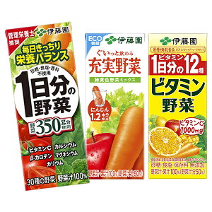 [送料無料] 野菜ジュース 伊藤園 [1日分の野菜・充実野菜・ビタミン]ハーフケース 200ml紙パック×96本[12本×選べる8ケース]［賞味期限：2ヶ月以上]【3～4営業日以内に出荷】北海道・沖縄・離島は送料無料対象外