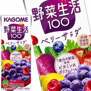 カゴメ 野菜生活100 ベリーサラダ 200ml紙パック×96本［24本×4箱］［賞味期限：3ヶ月以上］北海道、沖縄、離島は送料無料対象外