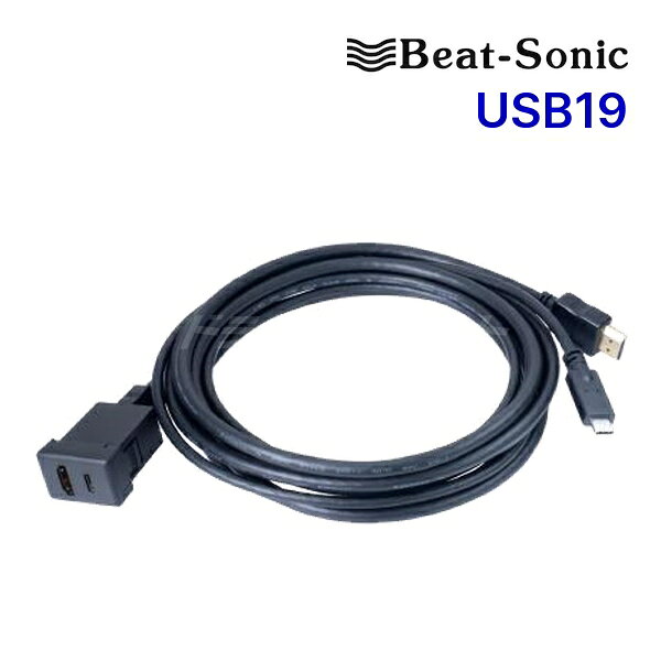 【晩秋ドーン!と全品超トク】USB19 ビートソニック Beat-Sonic USB/HDMI延長ケーブル USB Type-C/HDMI Type-A (ホールサイズ33x23) トヨタ/ダイハツ車用スペアスイッチホール用HDMI/USBコネクター