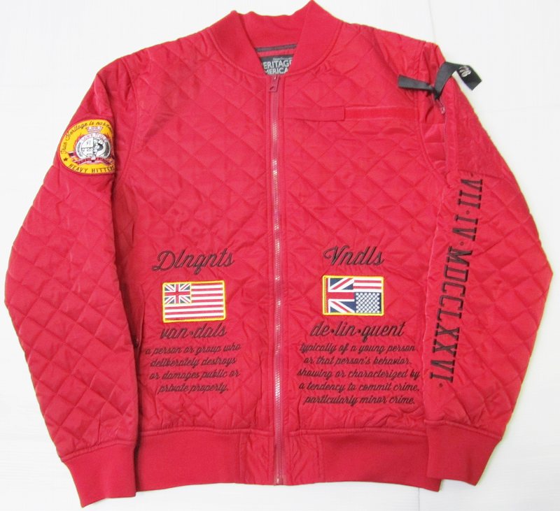 Rakuten - Heritage America キルティングジャケット(HA-WJKT-134)RED/ヘリテージアメリカ/M/L/XL/2XL/3XL/【送料無料】AY61/B系HIPHOPストリートカジュアル/大きいサイズ/ヨーロッパライン