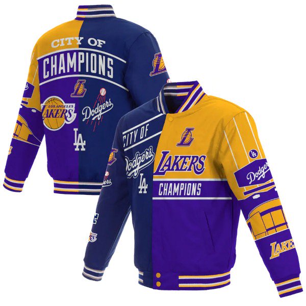 JH DESIGN Los Angeles Champions City LAKERS×DODGERSジャケット/NBA/MLB/スタジャン/レイカーズ/ドジャーズ/M/L/XL/2XL/3XL/BD88★US購入B系HIPHOPカジュアルストリートセレブ