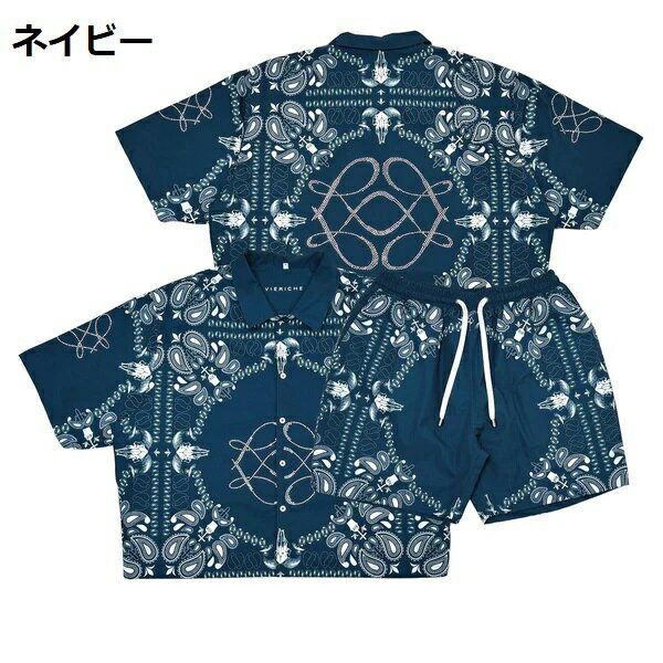 Rakuten - VIE RICHE ショート丈リバーシブルペイズリーセットアップ 半袖/VR1521/VR1522/S/M/L/XL/2XL/3XL/USサイズ/HIPHOP/B系/大きいサイズ/BK78