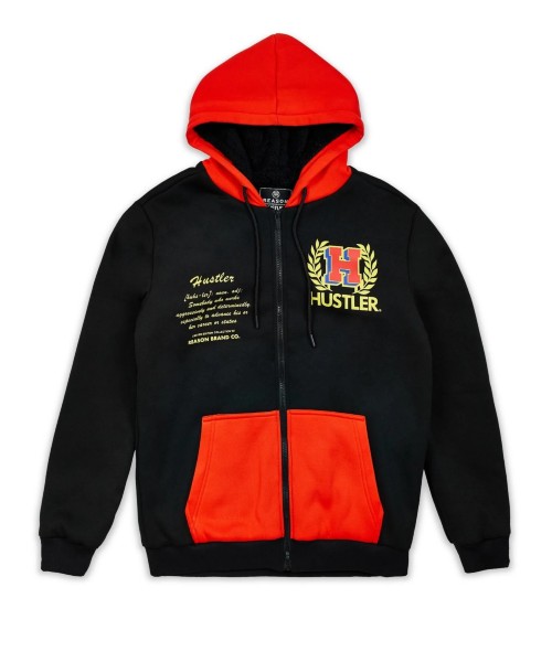 商品名：REASON CLOTHING 色：黒×赤 サイズ：S　M　L　XL　2XL　3XL　　　　　 S：着丈68CM、身幅52CM×2、袖丈68cm、肩幅46cm M：着丈71CM、身幅55CM×2、袖丈69cm、肩幅48.5cm L：着丈74CM、身幅58CM×2、袖丈70cm、肩幅51cm XL：着丈77CM、身幅61CM×2、袖丈71cm、肩幅54cm 2XL：着丈78CM、身幅67CM×2、袖丈71cm、肩幅56cm 3XL：着丈81CM、身幅73CM×2、袖丈71cm、肩幅65cm 詳細 ポリエステル100%　ポケットあり　裏ボア 　 *素人採寸　