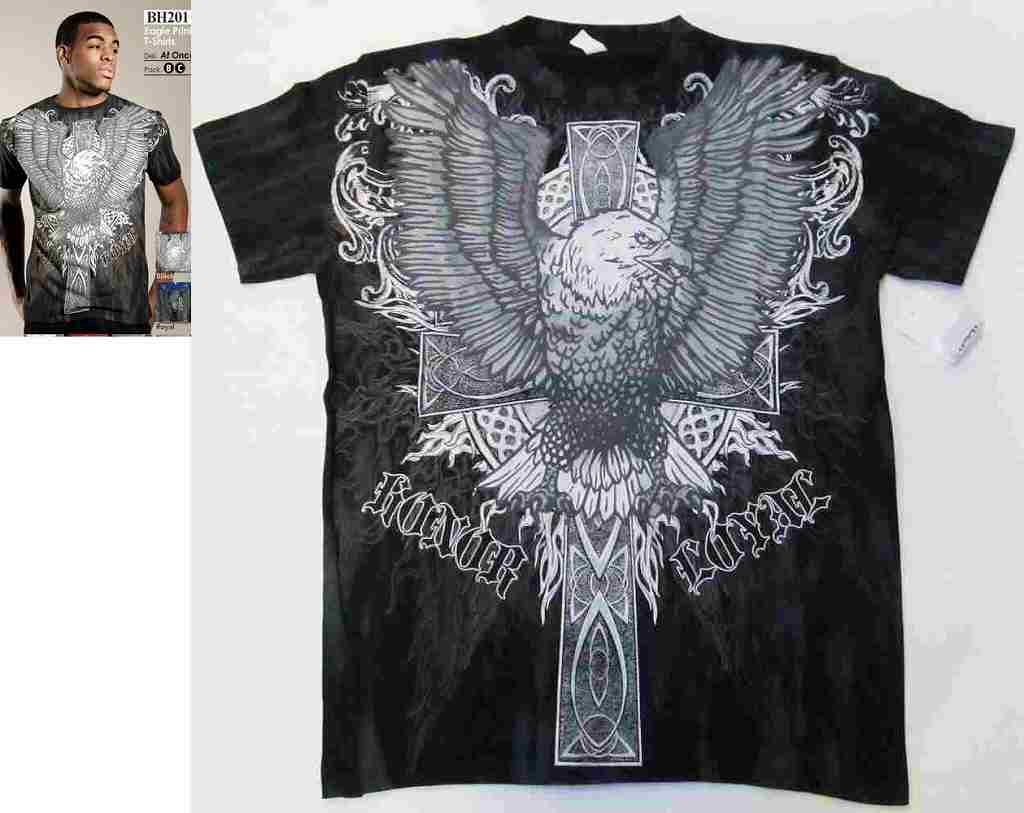 Rakuten - Z5)AGOD イーグルプリントTシャツ　黒☆US購入