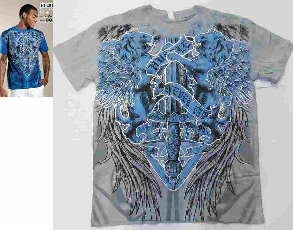 Rakuten - Z7)AGOD swordプリントTシャツ　グレー☆US購入