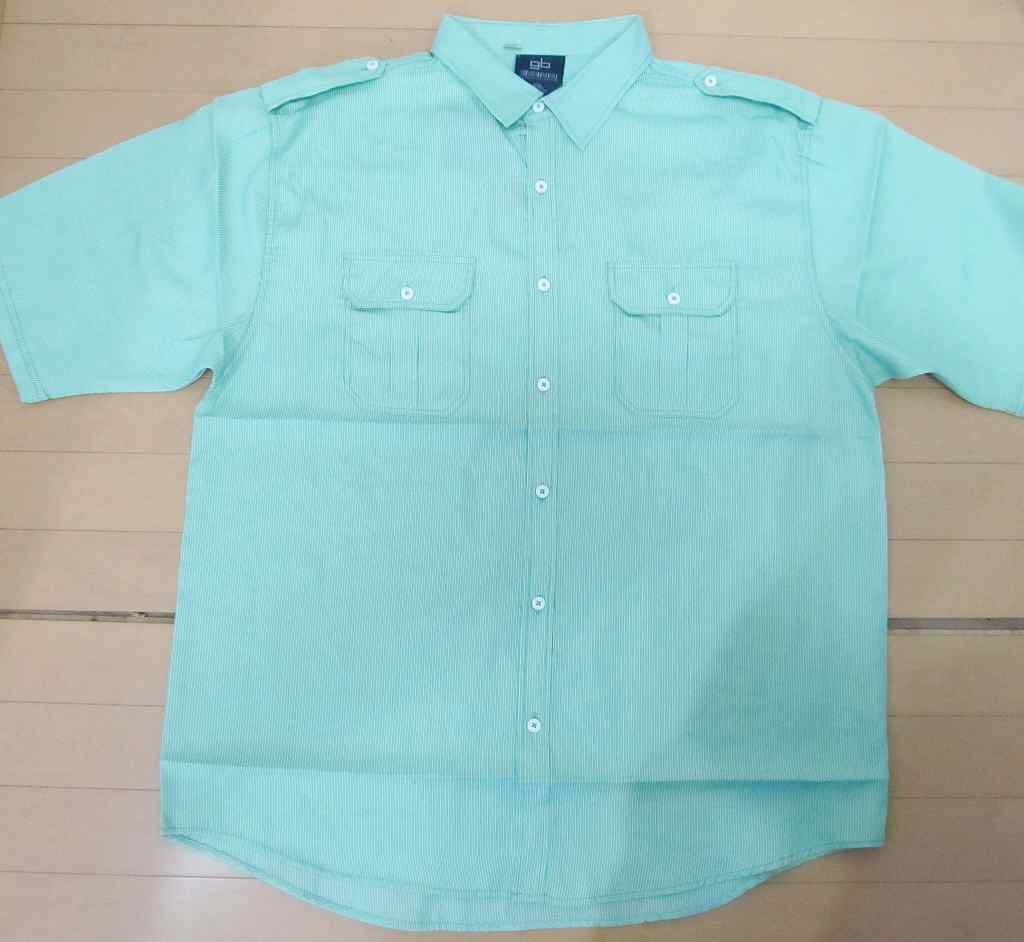 Rakuten - Z45)GB ミリタリーストライプシャツ半袖　キングサイズ　緑★B系キングサイズ3XL-6XL