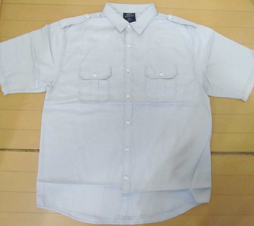 迷彩t恤 - Z45)GB ミリタリーストライプシャツ半袖　キングサイズ　白★B系キングサイズ3XL-6XL