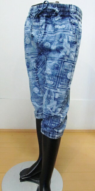 Rakuten - AP81)VICTORIOUSドル柄カプリデニムジョガーパンツ(JC385)　★B系HIPHOPカジュアルストリーウエッサイLA大きいサイズキングサイズ