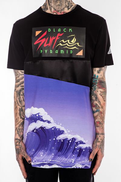 Rakuten - AQ98)BLACK PYRAMID SURF WAVE Tシャツ半袖(Y1160091)黒★USLANYカジュアルストリートHIPHOPB系【送料無料】