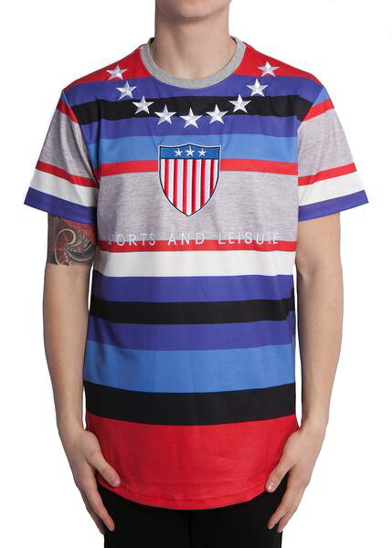 AR10)HUDSON NYC OUTERWEAR STRIPED SPORTS Tシャツ半袖(H1050890)★USLANYカジュアルストリートHIPHOPB系