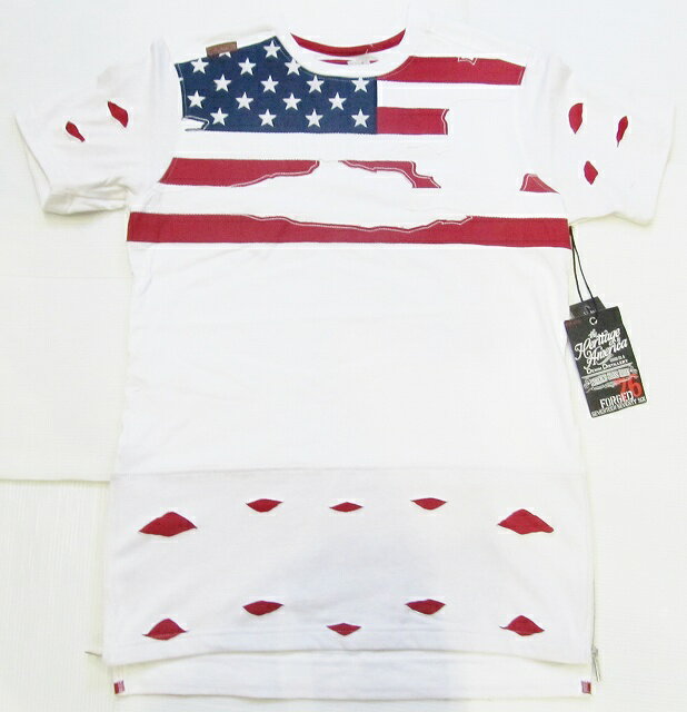 Rakuten - AR13)HERITAGE AMERICAアメリカンフラッグロングレングスTシャツ半袖(HA-KT-150)白★USLANYカジュアルストリートHIPHOPB系【送料無料】