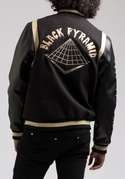 BLACK PYRAMID DRIP LOGOジャケット　スタジャン(Y6160871)AU94★ブラックピラミッド/クリスブラウン/US購入B系HIPHOPカジュアルストリート/大きいサイズ/キングサイズS/M/L/XL/2XL/3XL【送料無料】