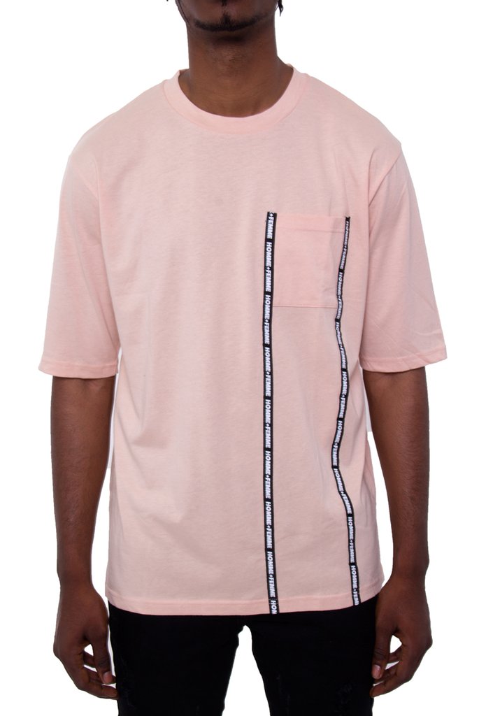 HOMME+FEMME LA TAPED POCKET Tシャツ(HFMOES)/オムファムエルエー/SALMON/AW6/USLANYカジュアルストリートHIPHOPB系
