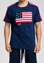 HUDSON NYC OUTERWEAR USA Tシャツ半袖(H1052196)NAVY/AW50/M/L/L/XL/2XL/3XL/4XL★USLANYカジュアルストリートHIPHOPB系大きいサイズキングサイズ【送料無料】