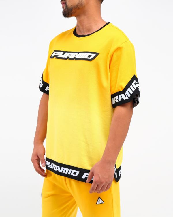 BLACK PYRAMID DIP DYE PASTEL SHOOTING Tシャツ半袖(Y1161844)YELLOW/ブラックピラミッド/クリスブラウン/AZ46★USLANYカジュアルストリートHIPHOPB系/大きいサイズ